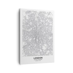 Cuadro sobre lienzo - Impresión de Imagen - Un mapa de ciudad minimalista en tonos grises - 70x100cm - Un mapa del laberinto de Londres - Decoración de pared moderna para salón y dormitorio ARTTOR