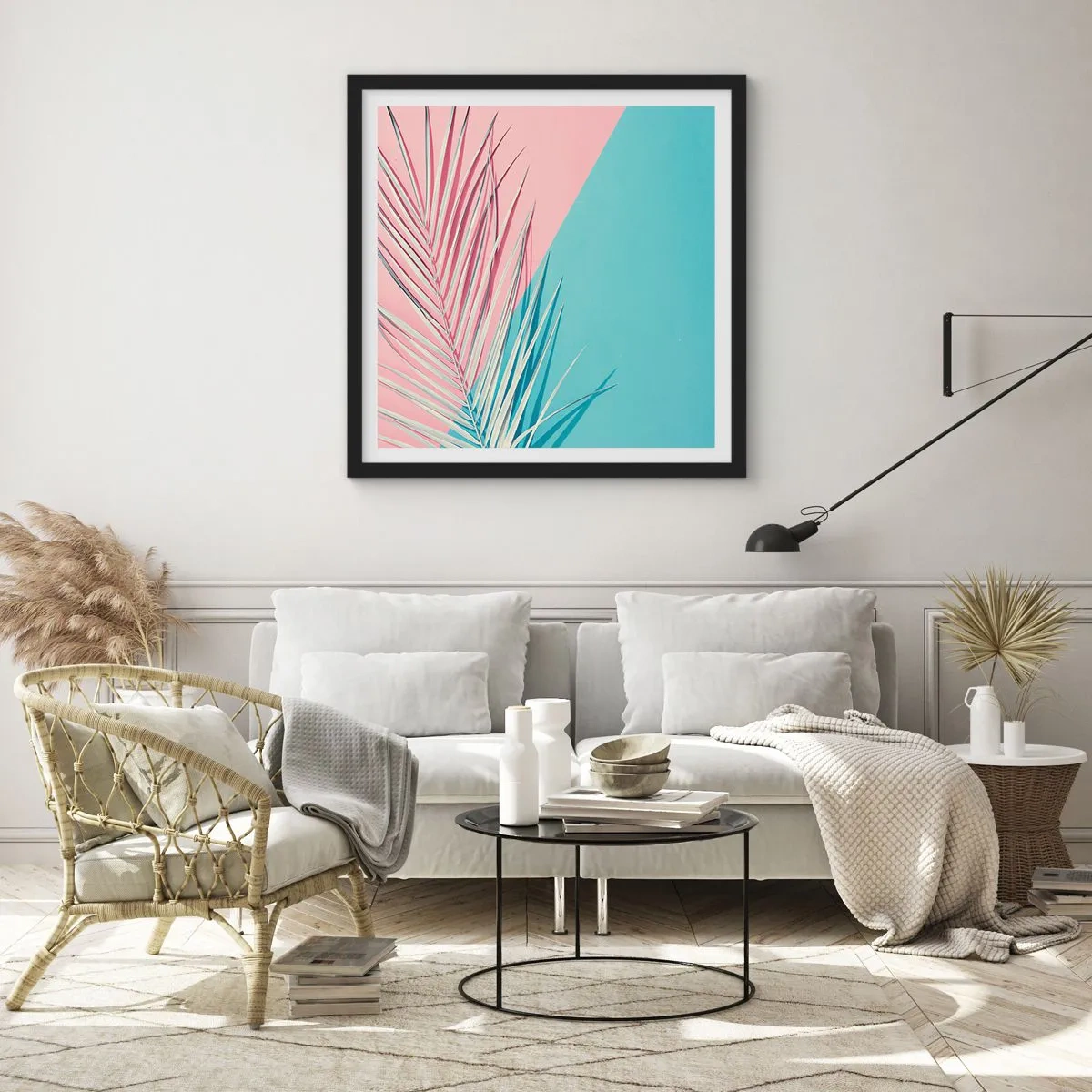 Póster en marco negro - Impresión tropical - 30x30 cm
