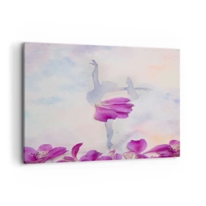 Cuadro sobre lienzo - Impresión de Imagen - Una bailarina con un vestido de pétalos de flores sobre un fondo pastel. - 100x70cm - Suave como una flor - Decoración de pared moderna para salón y dormitorio ARTTOR