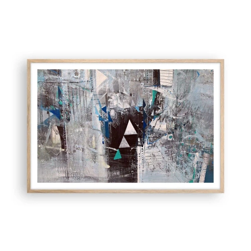 Póster en marco roble claro - El orden superior de los triángulos - 91x61 cm