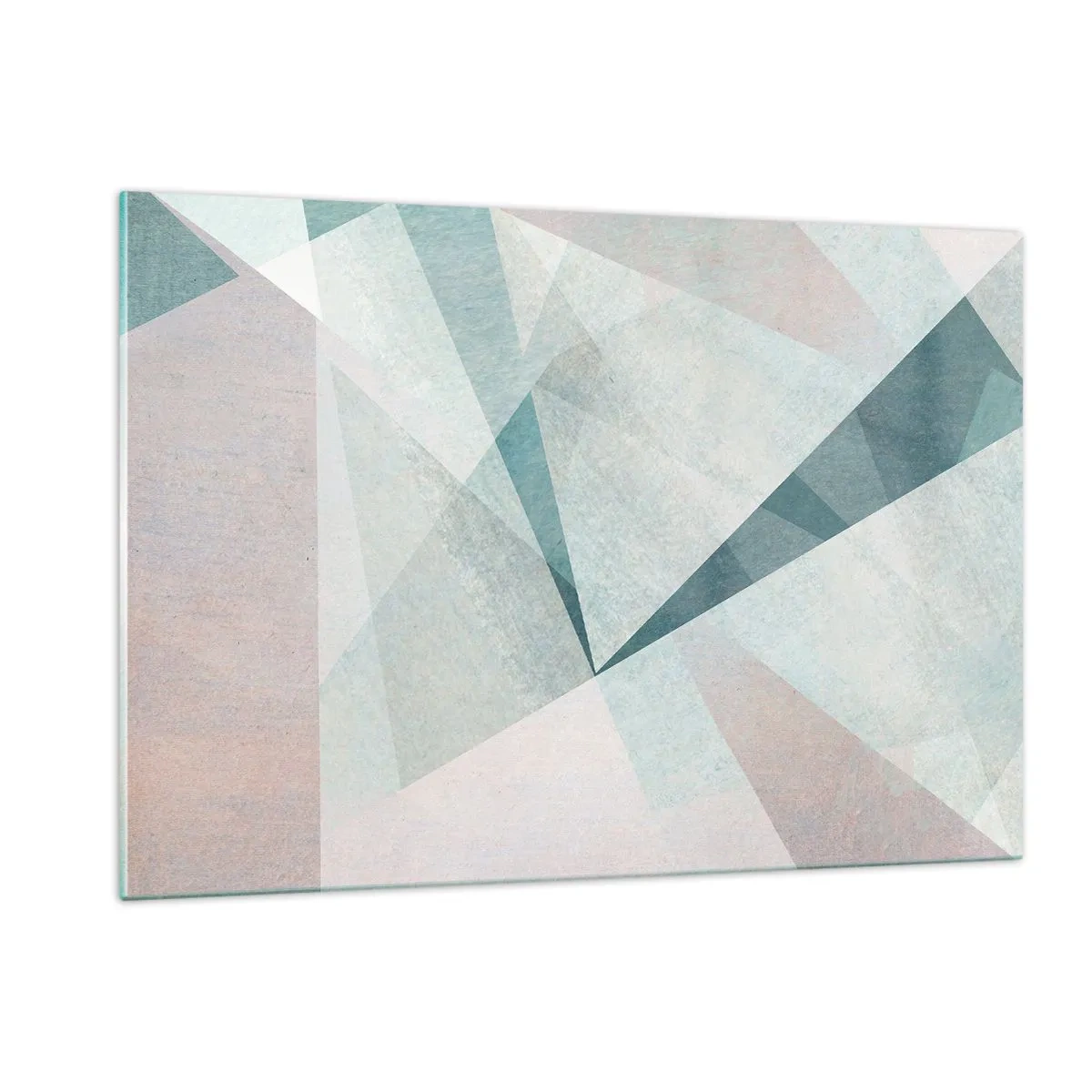 Cuadro sobre vidrio - Impresiones sobre Vidrio - Formas geométricas en tonos pastel de verde y azul. - 120x80cm - Tranquilo pero dinámico - Decoración de pared moderna para salón y dormitorio ARTTOR