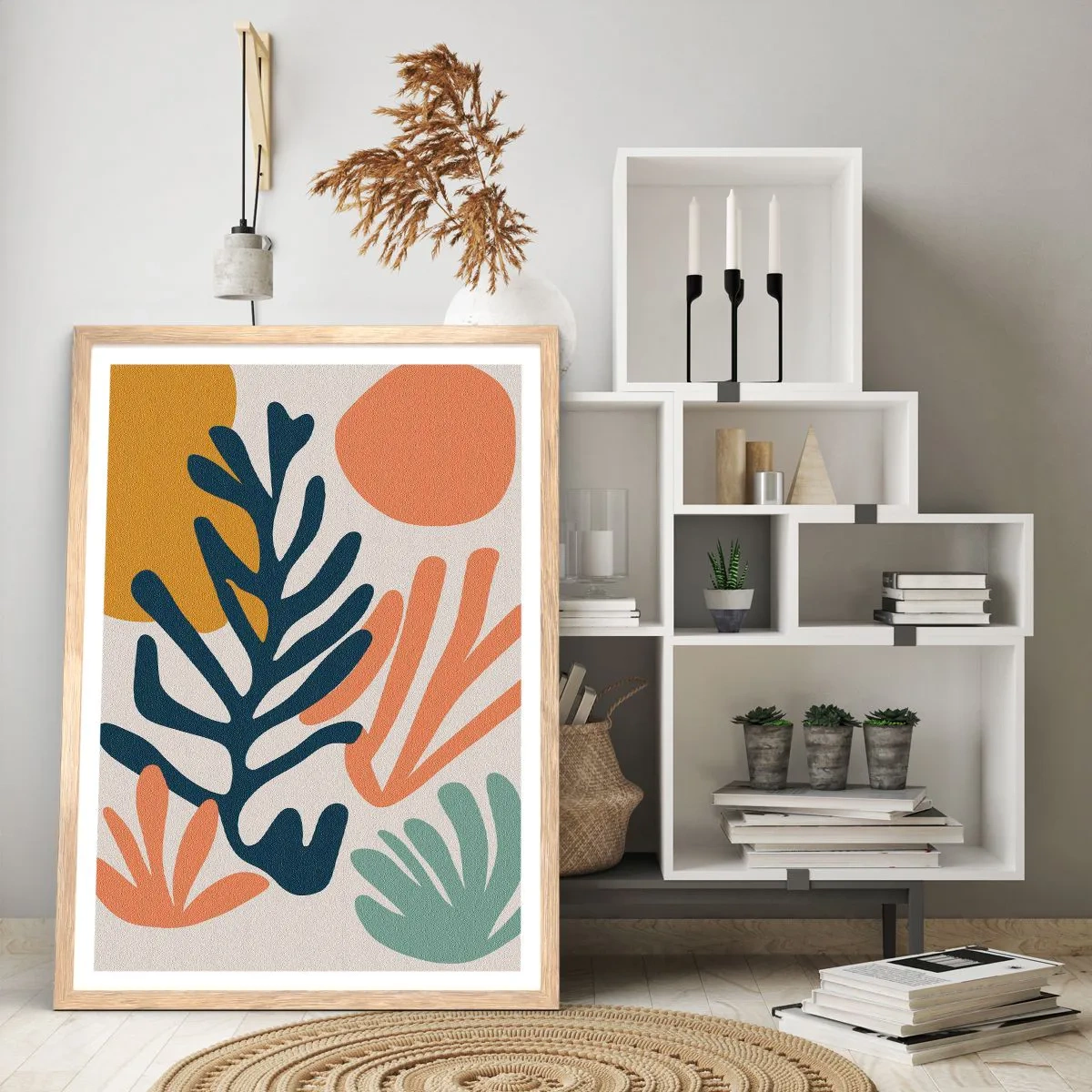 Póster en marco roble claro - Mares de coral - 70x100 cm