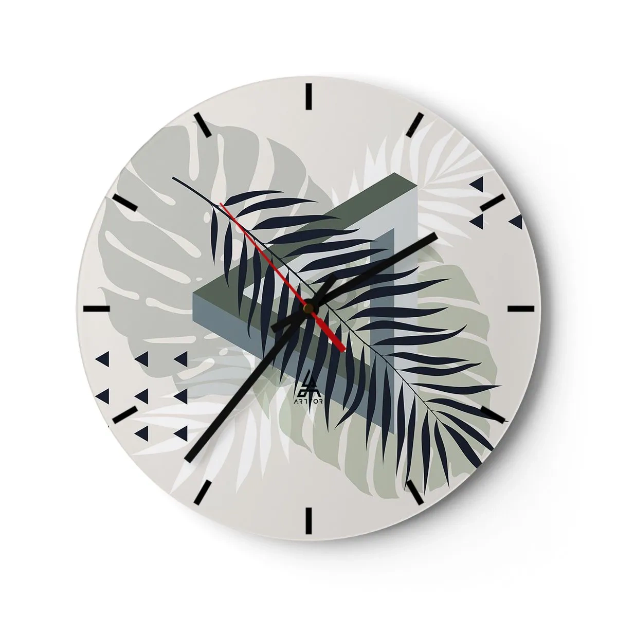 Reloj de pared - Reloj de vidrio - Naturaleza y geometría - 40x40 cm