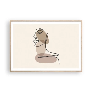 Póster en marco roble claro - Una línea de hermosura - 100x70 cm