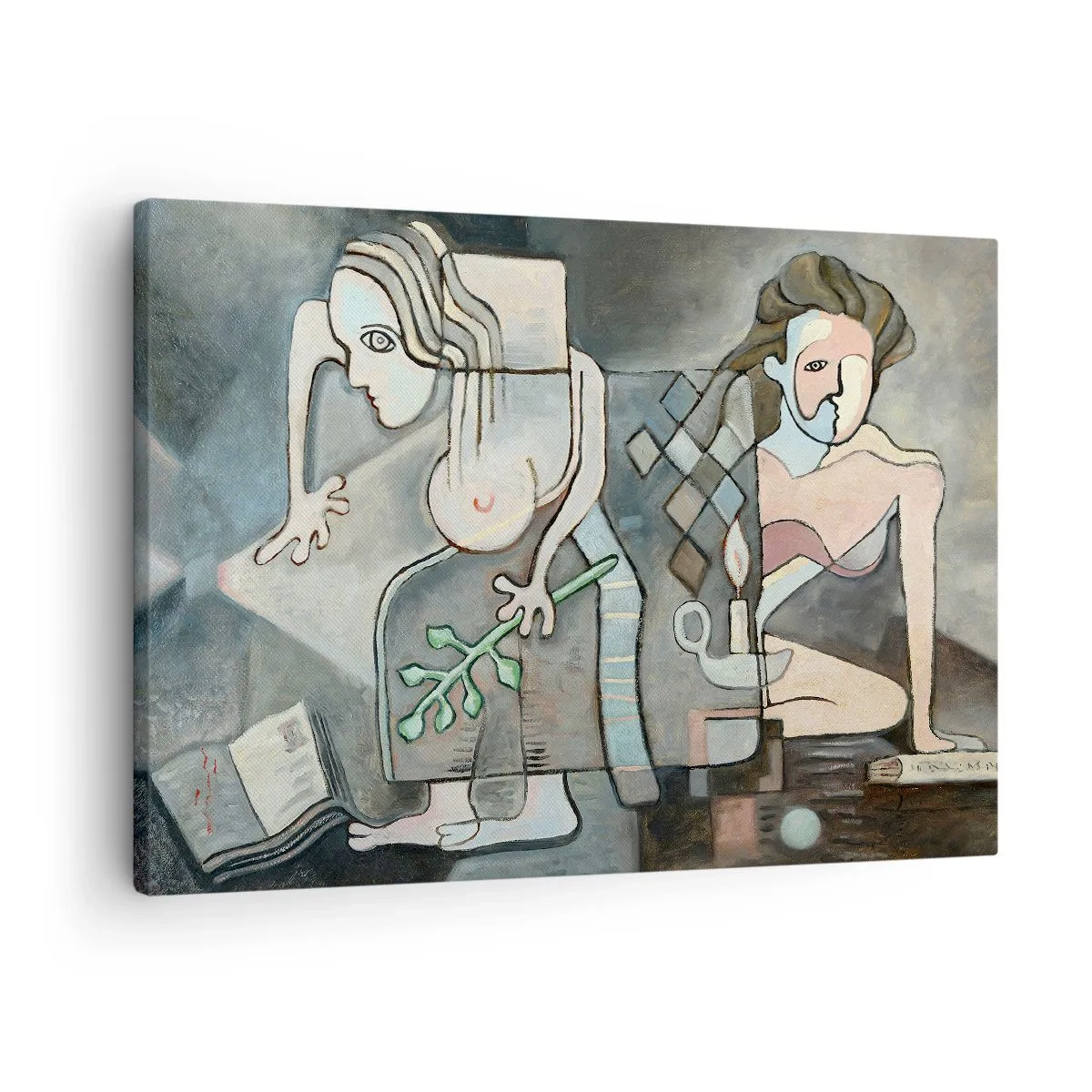 Cuadro sobre lienzo - Impresión de Imagen - Figuras abstractas en una composición simbólica con profundo significado. - 70x50cm - Un mosaico de espíritu y materia - Decoración de pared moderna para salón y dormitorio ARTTOR