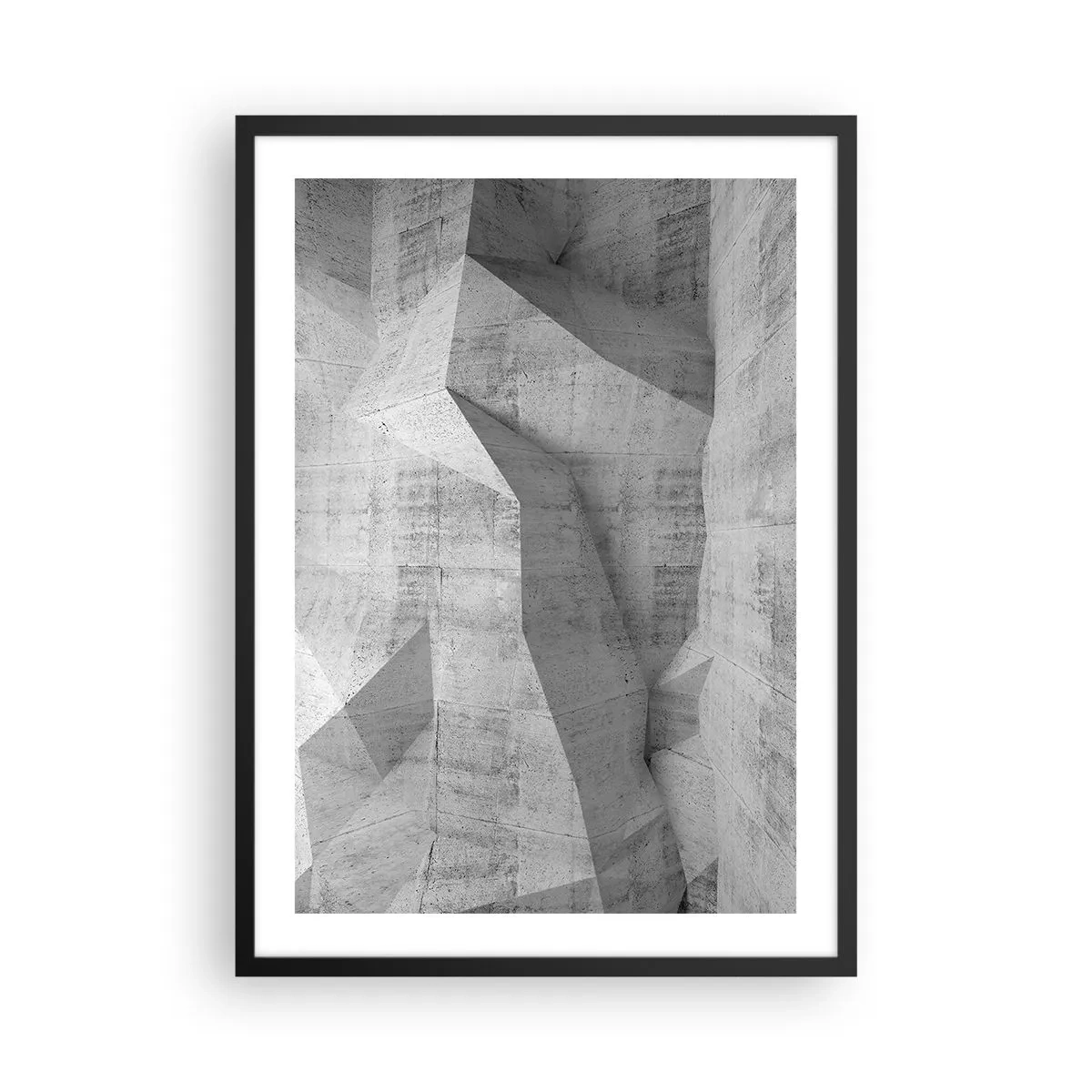 Póster en marco negro - Formas geométricas en tonos de gris - 50x70cm - Un verdadero desafío - Decoración de pared moderna para salón y dormitorio ARTTOR