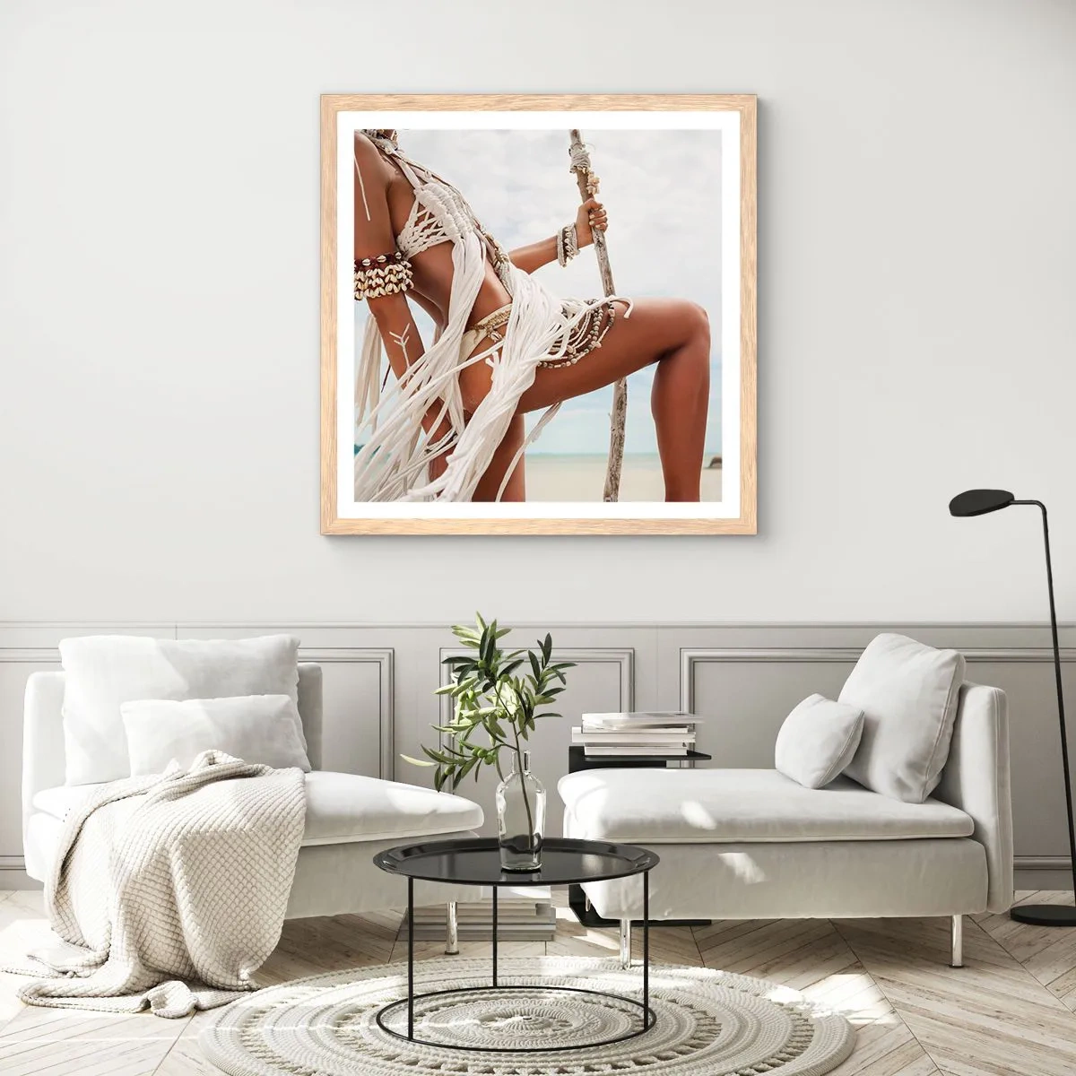 Póster en marco roble claro - Sacerdotisa del sol - 60x60 cm