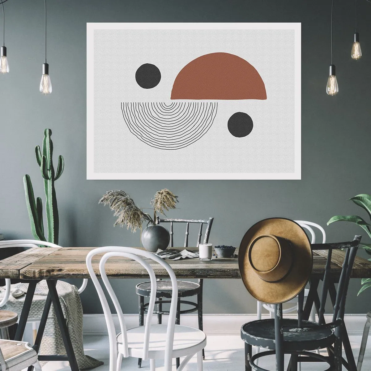 Póster - Formas geométricas en tonos marrones y negros. - 100x70cm - La perfección del círculo - Decoración de pared moderna para salón y dormitorio ARTTOR