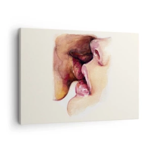 Cuadro sobre lienzo - Impresión de Imagen - Una pintura de acuarela de un primer plano de un rostro. - 70x50cm - Como la noche y el día, la tierra y el cielo - Decoración de pared moderna para salón y dormitorio ARTTOR