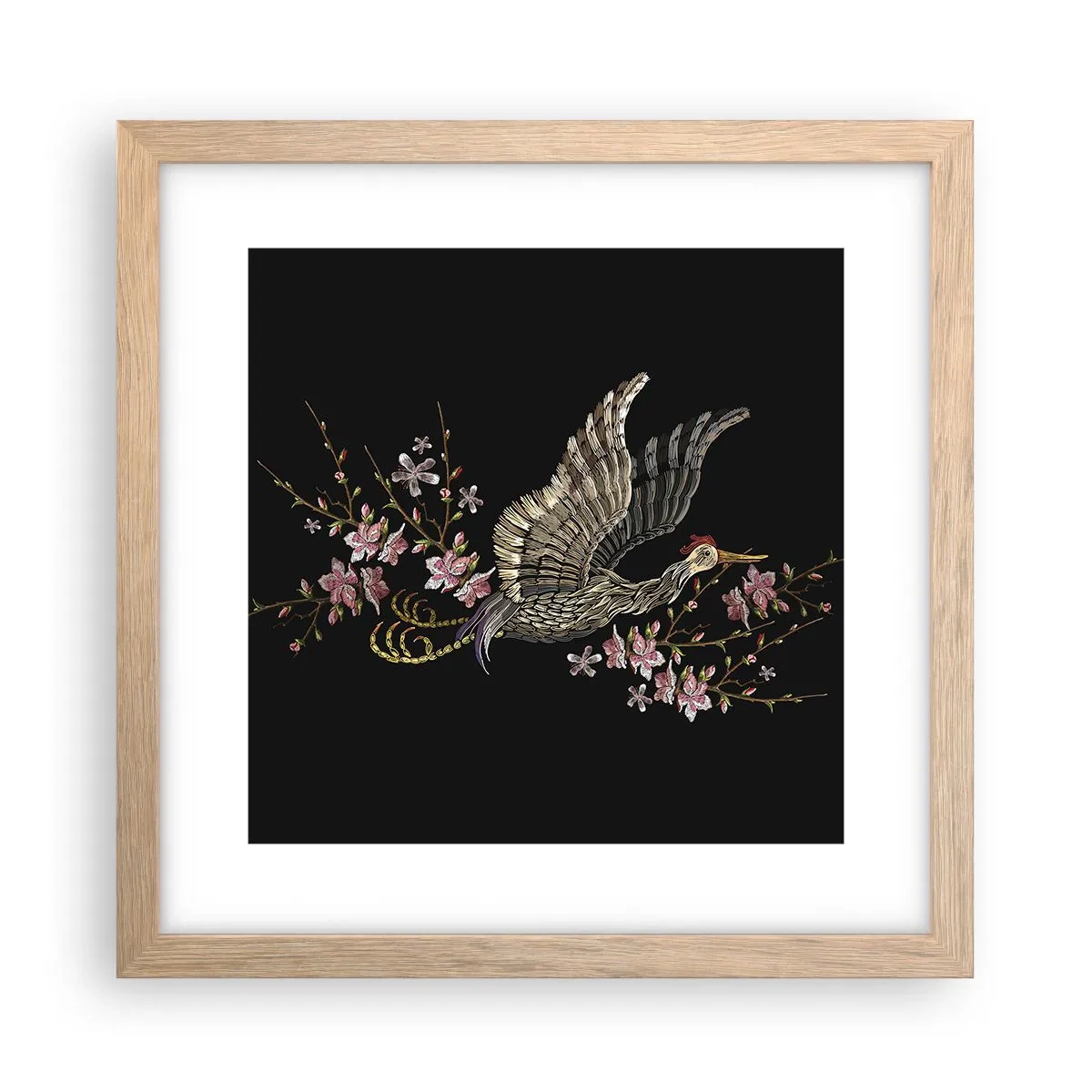 Póster en marco roble claro - Ave florida - 30x30 cm