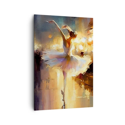 Cuadro sobre lienzo - Impresión de Imagen - Una bailarina bailando frente a un escenario iluminado. - 70x100cm - Un milagro en la calle - Decoración de pared moderna para salón y dormitorio ARTTOR