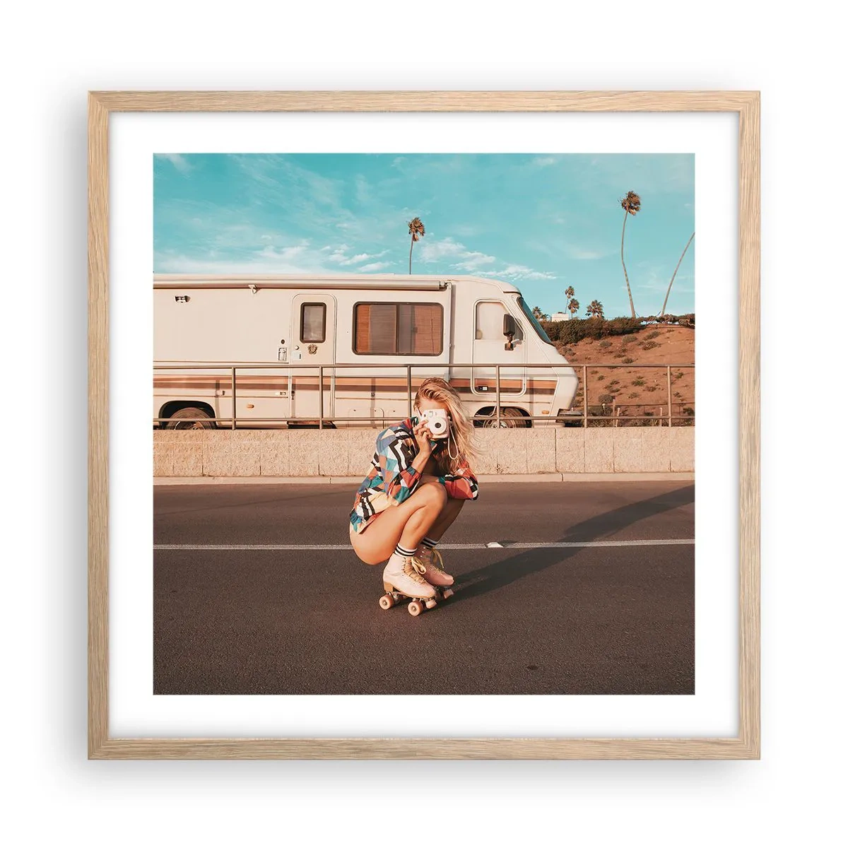 Póster en marco roble claro - ¡Sonrían, por favor! - 50x50 cm