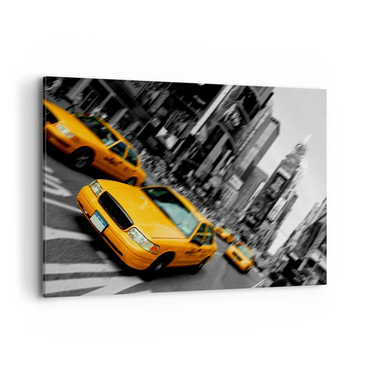 Cuadro sobre lienzo - Impresión de Imagen - Taxis amarillos en una intersección concurrida de la ciudad - 120x80cm - El sol cae sobre Nueva York - Decoración de pared moderna para salón y dormitorio ARTTOR