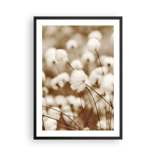 Póster en marco negro - Hojas de hierba esponjosas en una toma delicada - 50x70cm - Un mullido colchón - Decoración de pared moderna para salón y dormitorio ARTTOR