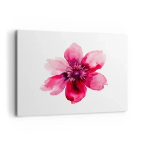 Cuadro sobre lienzo - Impresión de Imagen - Flor rosa en estilo acuarela sobre fondo blanco. - 100x70cm - Un beso con aroma a carmín - Decoración de pared moderna para salón y dormitorio ARTTOR