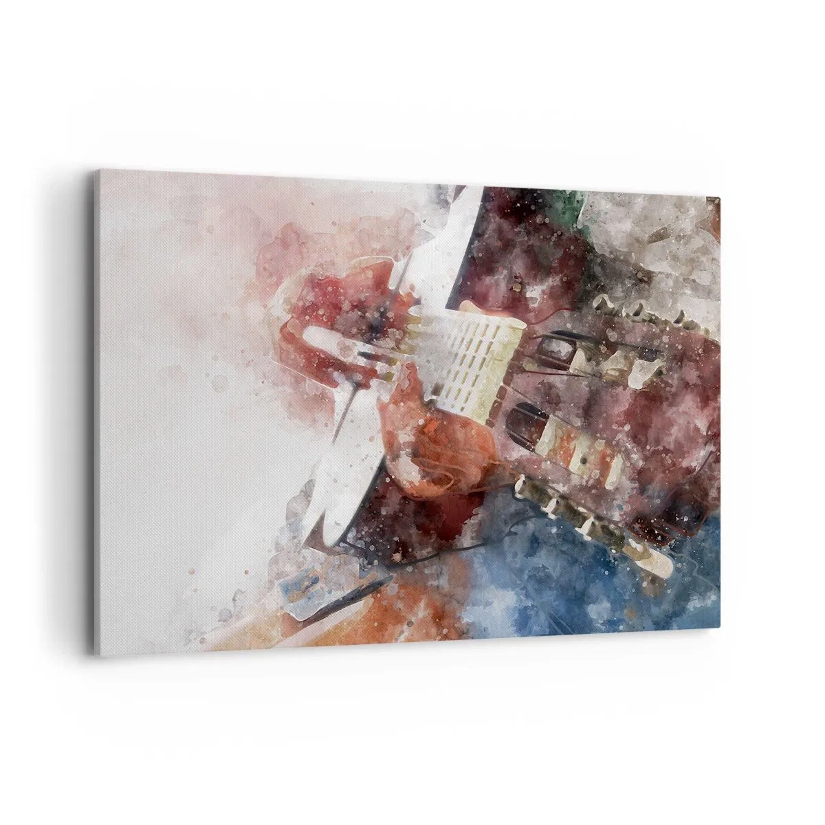 Cuadro sobre lienzo - Impresión de Imagen - Una interpretación artística de una guitarra en estilo acuarela. - 100x70cm - ¿Y qué opinas? - Decoración de pared moderna para salón y dormitorio ARTTOR