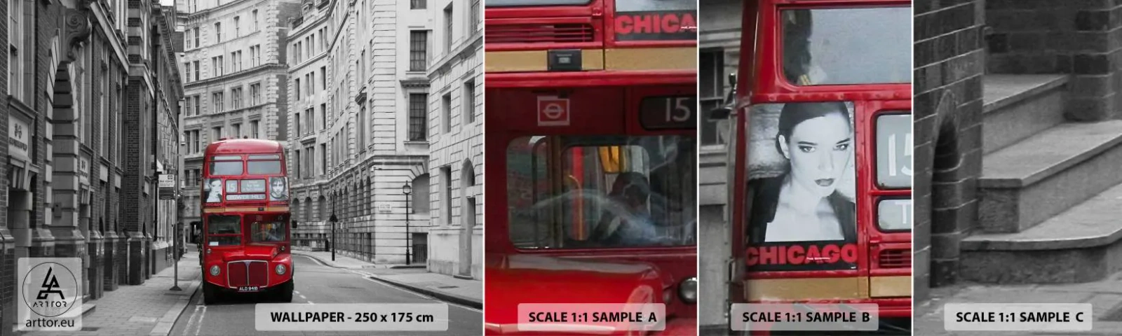 Muestra de fotomural autoadhesivo Deluxe Sticker - La vida cotidiana no tiene por qué ser gris - Ciudad, Londres, Arquitectura - 100x30 cm