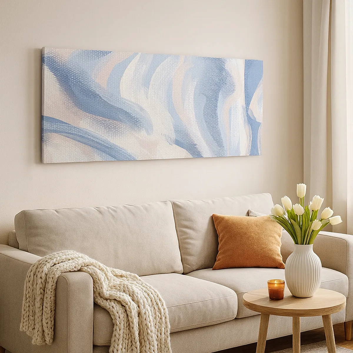 Cuadro sobre lienzo - Impresión de Imagen - Ondas azules - 30x30 cm