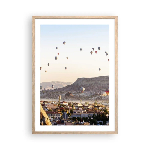 Póster en marco roble claro - Surcando los cielos - 50x70 cm