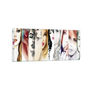 Cuadro sobre vidrio - Impresiones sobre Vidrio - Una colección de retratos de mujeres en varios estilos artísticos. - 120x50cm - Y siempre eres tú - Decoración de pared moderna para salón y dormitorio ARTTOR