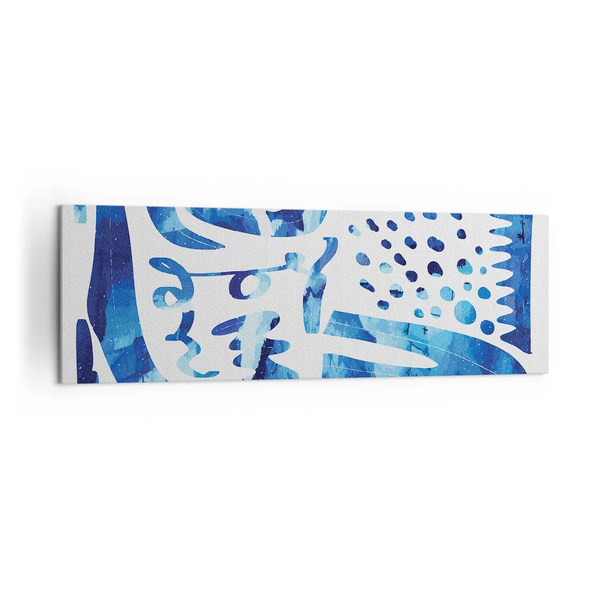 Cuadro sobre lienzo - Impresión de Imagen - Patrón abstracto en tonos azules - 160x50cm - Vuelta a las raíces - Decoración de pared moderna para salón y dormitorio ARTTOR