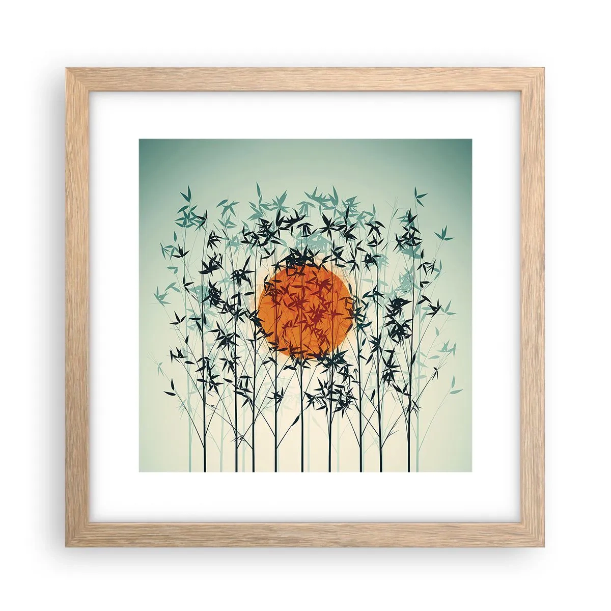 Póster en marco roble claro - El sol de Japón - 30x30 cm