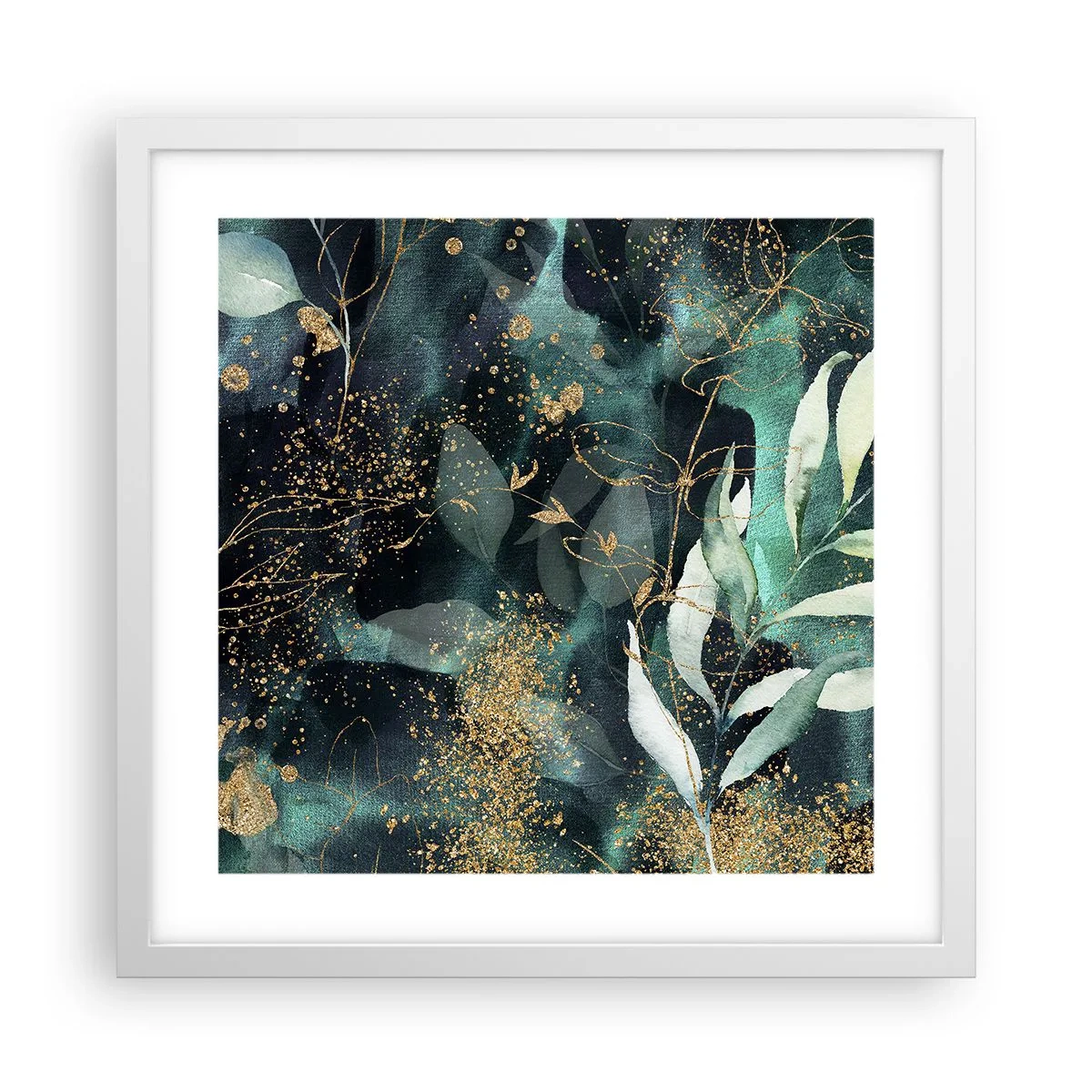 Póster en marco blanco - Jardín encantado - 40x40 cm