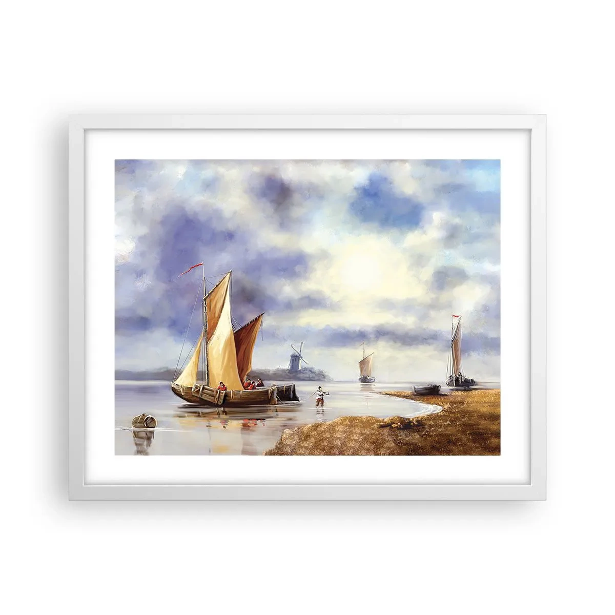 Póster en marco blanco - El regreso de los marineros - 50x40 cm