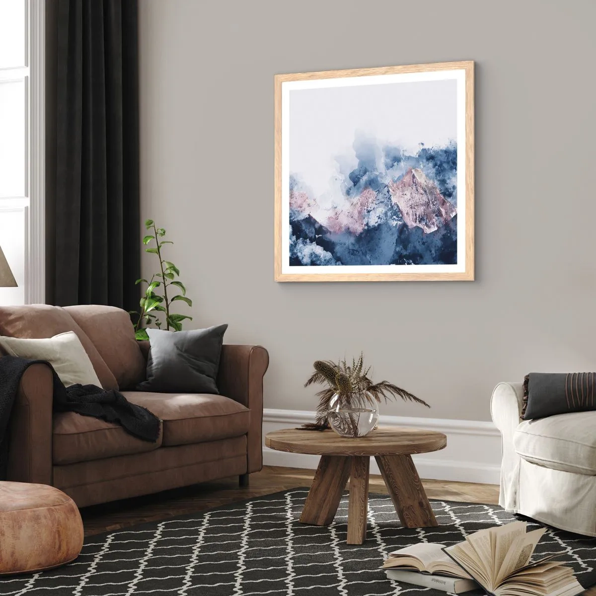 Póster en marco roble claro - El techo del mundo - 60x60 cm