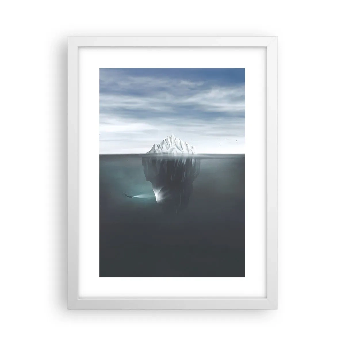 Póster en marco blanco - Misterio submarino - 30x40 cm