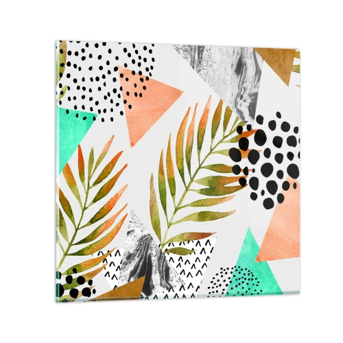 Cuadro sobre vidrio - Impresiones sobre Vidrio - Decoración con hojas de palmera - 50x50 cm