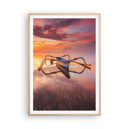 Póster en marco roble claro - Calma de una tarde tropical - 70x100 cm