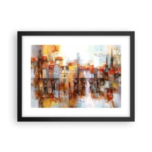 Póster en marco negro - Puente y ciudad - 40x30 cm