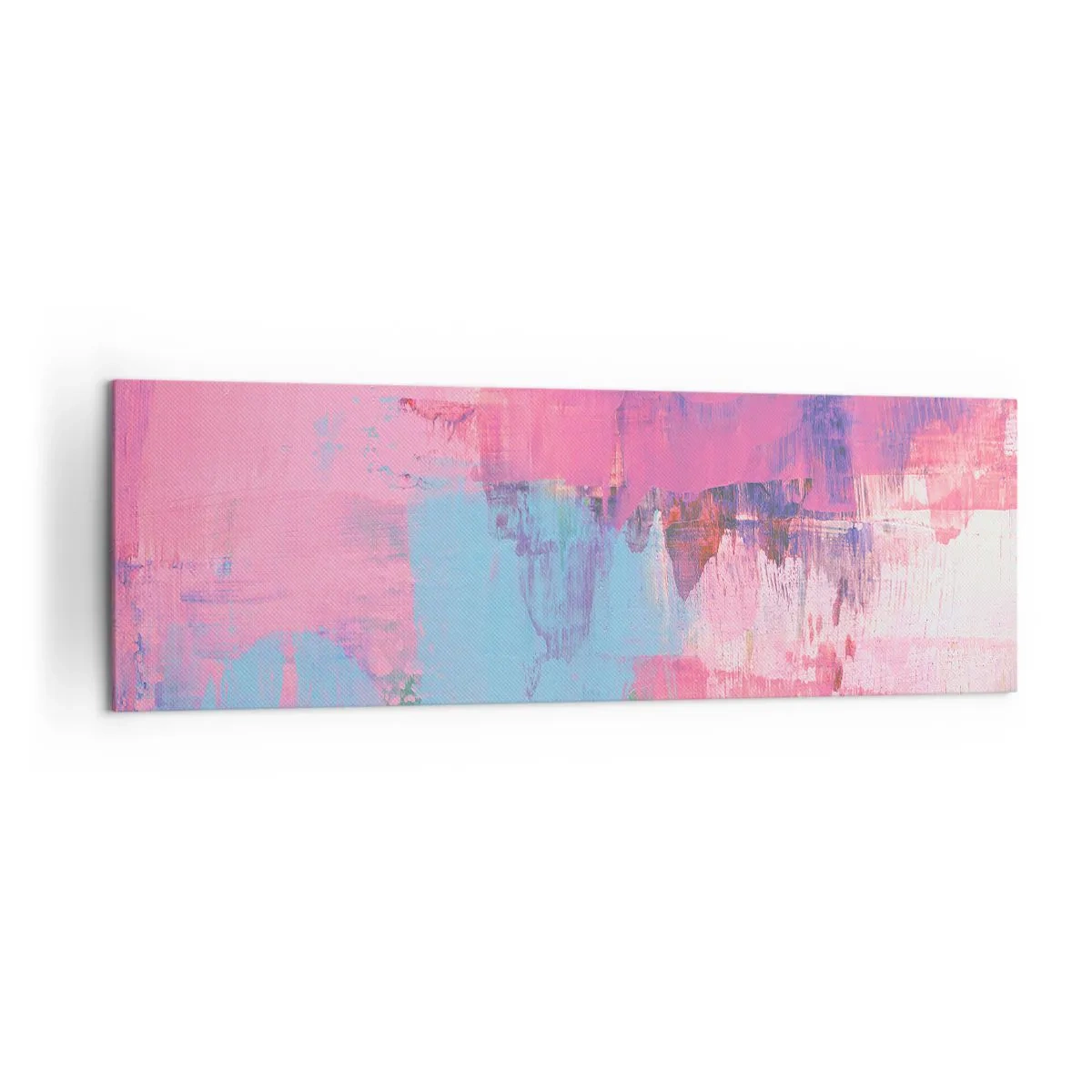 Cuadro sobre lienzo - Impresión de Imagen - Composición abstracta en rosa y azul. - 160x50cm - Rosa, azul y una pizca de luz - Decoración de pared moderna para salón y dormitorio ARTTOR