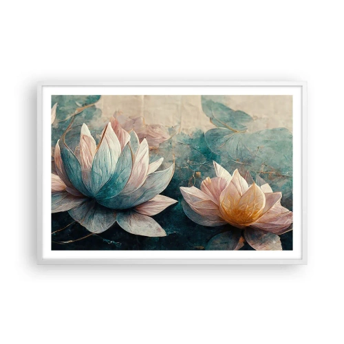 Póster en marco blanco - Estrellas de lago - 91x61 cm