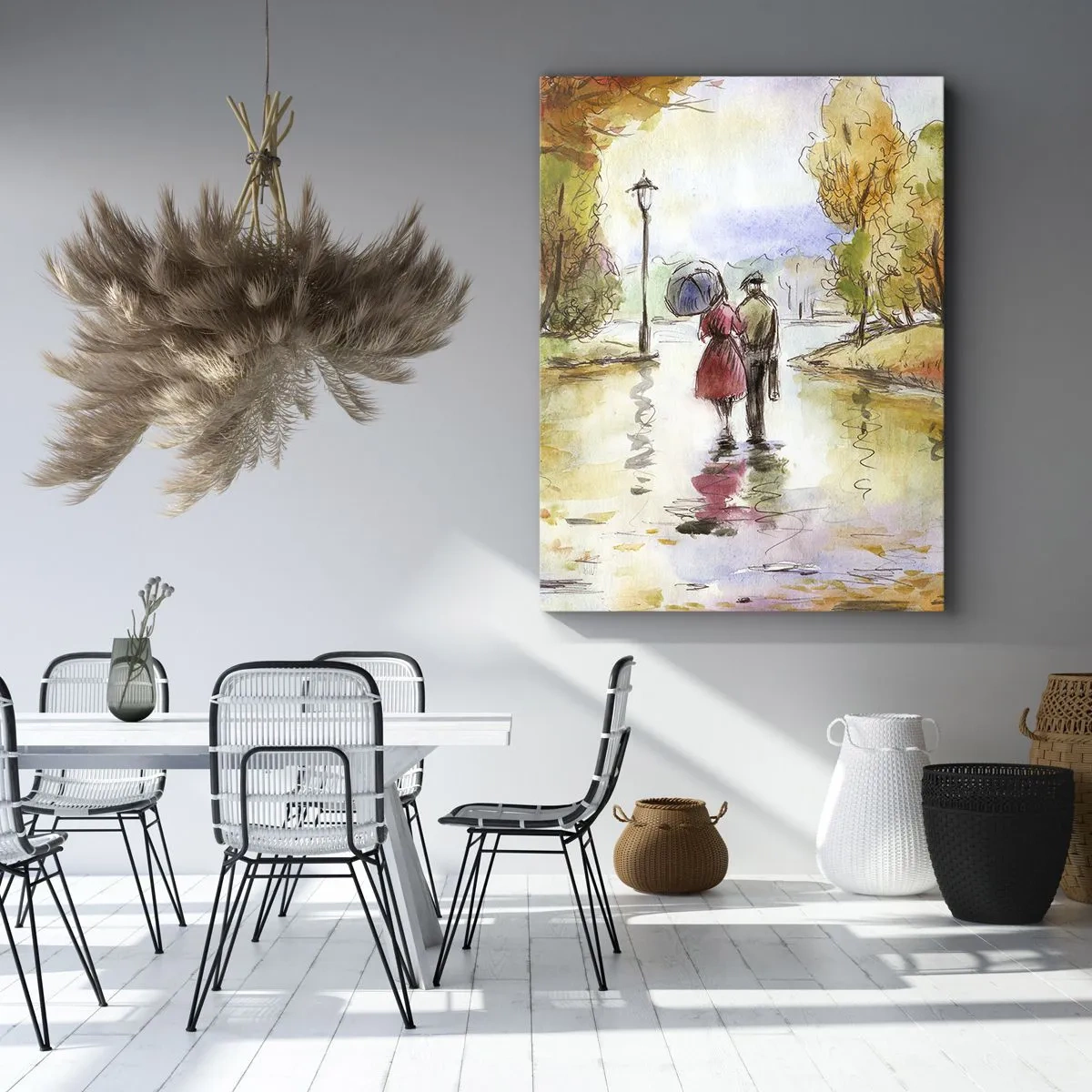 Cuadro sobre lienzo - Impresión de Imagen - Un otoño romántico en el parque - 55x100 cm