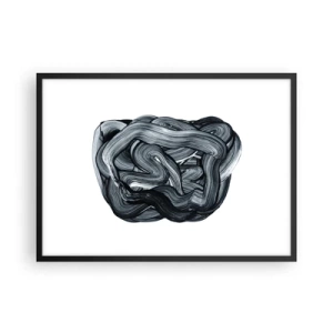 Póster en marco negro - Composición abstracta en tonos de gris - 70x50cm - No es tan sencillo - Decoración de pared moderna para salón y dormitorio ARTTOR