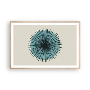 Póster en marco roble claro - Radiante en azul - 91x61 cm