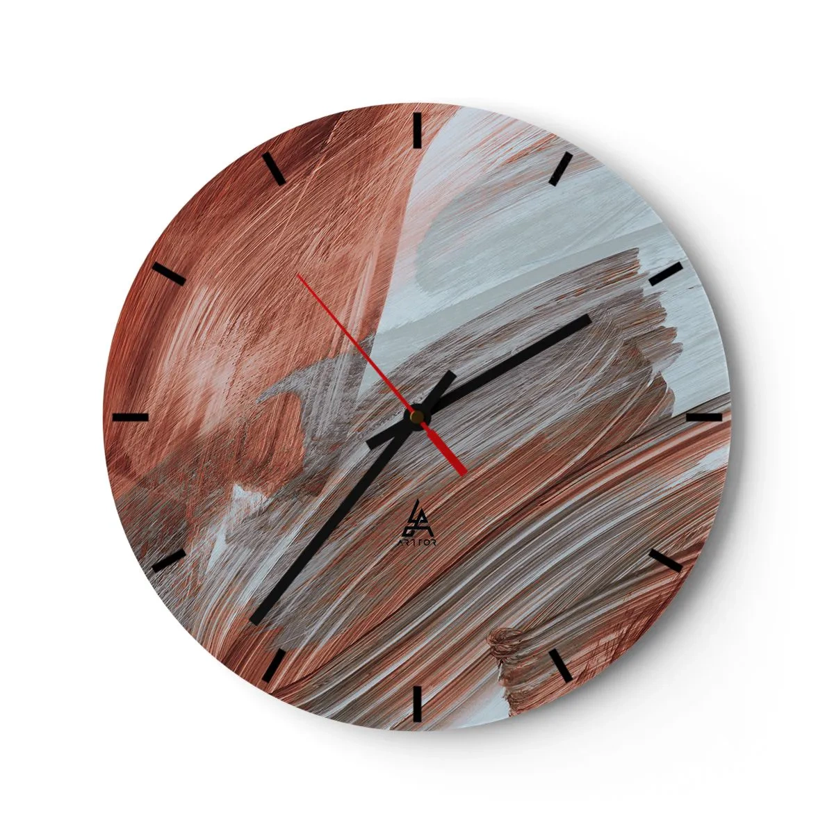 Reloj de pared - Reloj de vidrio - Abstracción otoñal y ventosa - 40x40 cm