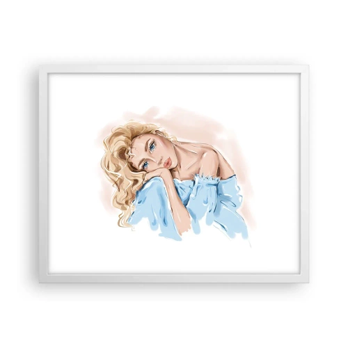 Póster en marco blanco - Soñar en azul - 50x40 cm