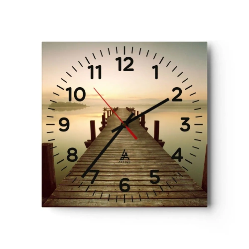 Reloj de pared - Reloj de vidrio - Antes del amanecer, al amanecer, la luz - 40x40 cm