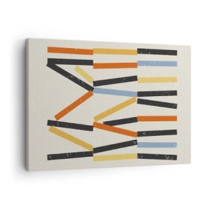 Cuadro sobre lienzo - Impresión de Imagen - Composición abstracta con rectángulos de colores y negros en disposición horizontal. - 70x50cm - Composición horizontal - Decoración de pared moderna para salón y dormitorio ARTTOR