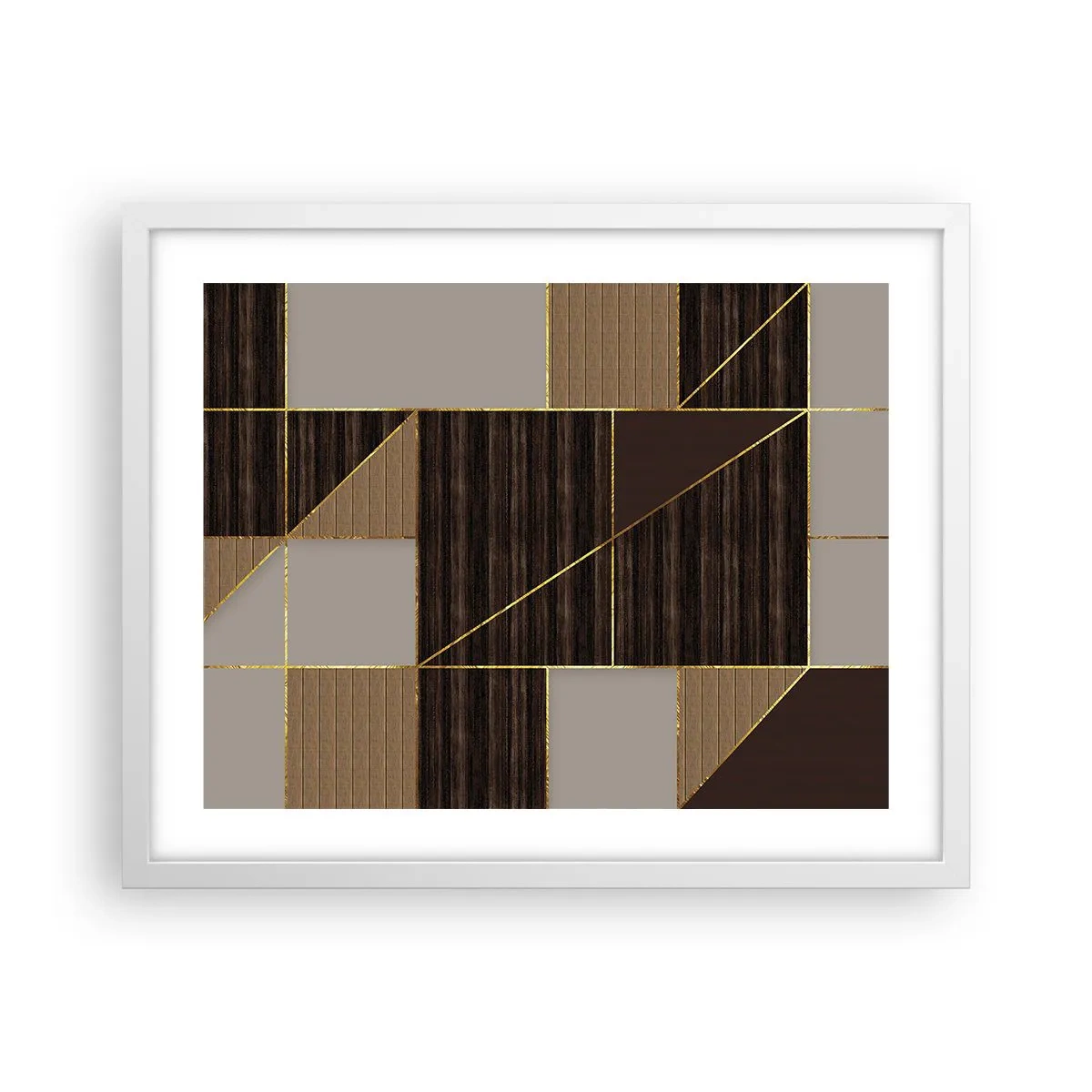 Póster en marco blanco - Un mosaico de marrones y dorados - 50x40 cm