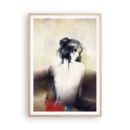 Póster en marco roble claro - Líneas suaves, formas ovaladas - 70x100 cm