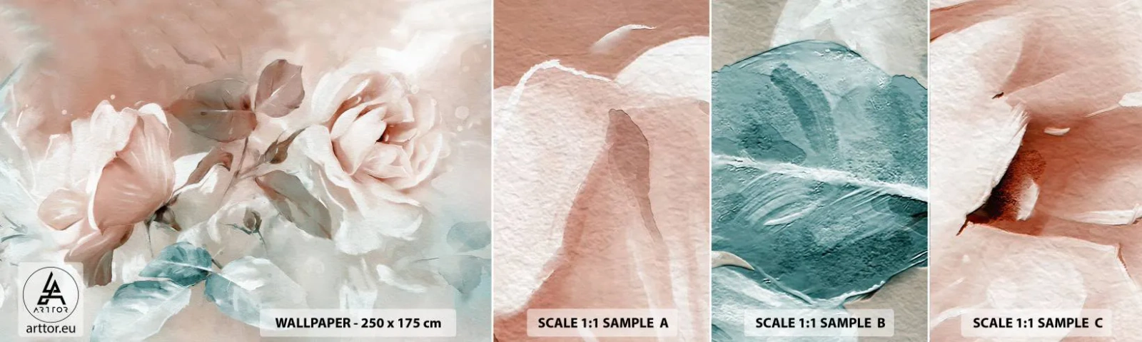 Muestra De Fotomural Standard Eco - El espíritu del romanticismo - flores, Romántico, rosas - 100x30 cm