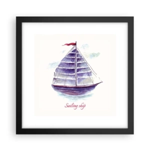 Póster en marco negro - Velas izadas y aguas tranquilas - 30x30 cm