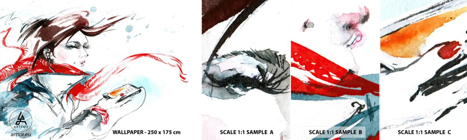 Muestra De Fotomural Standard Eco - Algo suena dentro de mí - Mujer, Teléfono, Moda - 100x30 cm