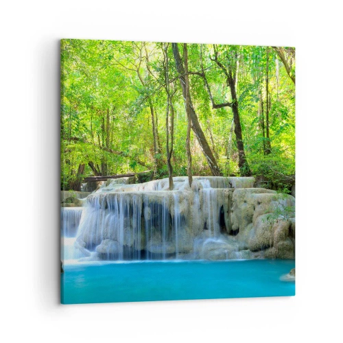 Cuadro sobre lienzo - Impresión de Imagen - Ahogarse en turquesa y verde - 50x50 cm