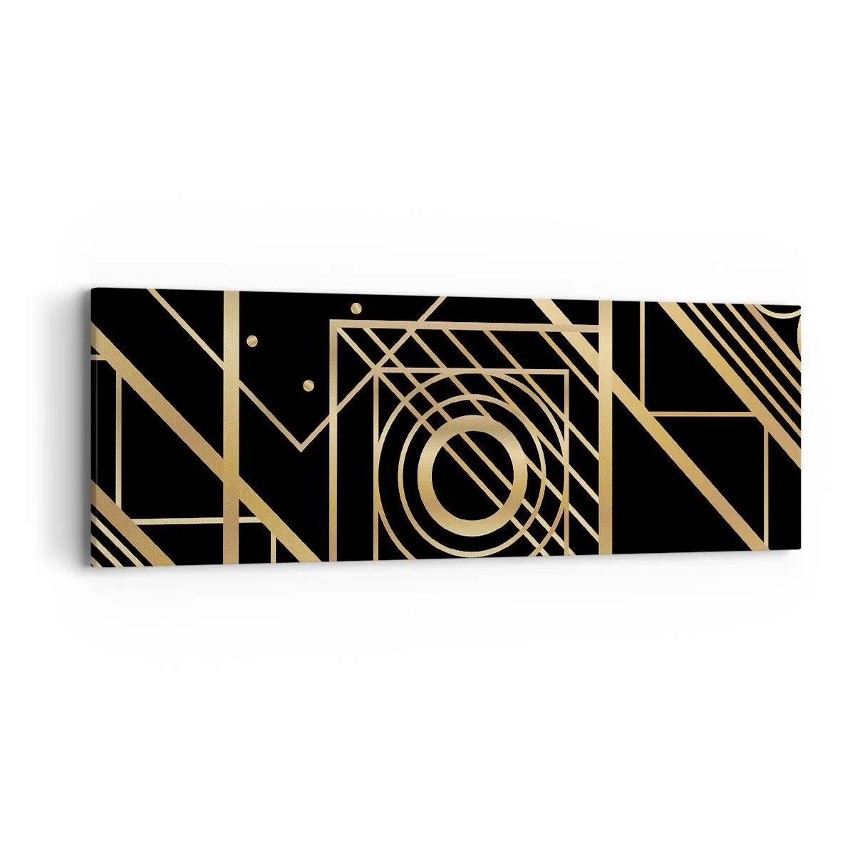 Cuadro sobre lienzo - Impresión de Imagen - Geometría dorada - 90x30 cm