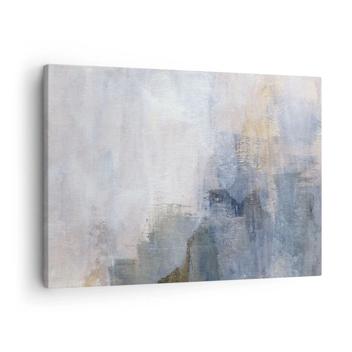 Cuadro sobre lienzo - Impresión de Imagen - Manchas abstractas sutiles en tonos azules y beige - 70x50cm - Tonos de color - Decoración de pared moderna para salón y dormitorio ARTTOR